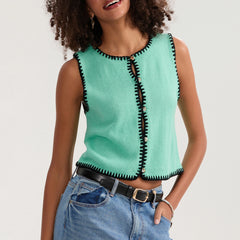 Square Mesh Knit Top