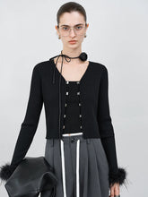 Elegant Ostrich Sleeve Sweater Cardigan