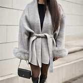 Elegant Short Fox Fur Woolen Coat
