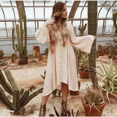 Long Sleeve Embroidered Cotton Vintage Boho Dress