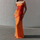 Strapless Tie-dye A-Line Vacation Dress
