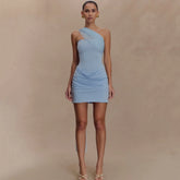 Single Shoulder Hip-covering Mini Prom Dress