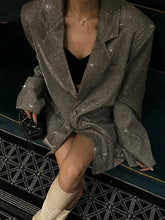 Sequin Glitter Pocket Lapel Coat