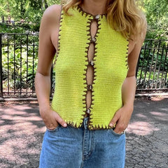 Square Mesh Knit Top