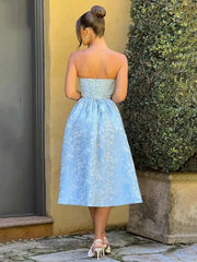 Jacquard Waist Wrap A-Line Midi Dress