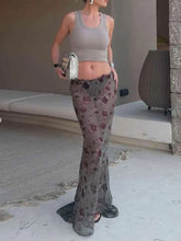 Flower Print See Through Long Skirt