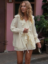 Ruffled Tie Top Shorts Two Piece Set