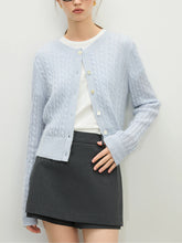 Beaded Round Neck Silk Blue Cardigan