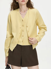 Wool V-neck Two-piece Knit Cardigan