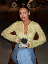 Hollow O-neck Button Knit Cardigan