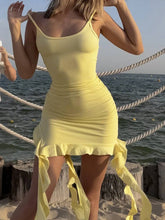 Side Tassel Split Sleeveless Mini Party Dress
