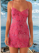 V-Neck Halter Mini Floral Dress