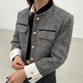 Plaid Metal Button Cropped Coat
