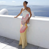 Halter Backless Maxi Floral Dress