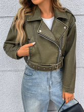 Cropped Zip Faux Leather Coat