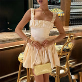 Ruched Splice Suspender Mini Dress