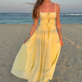 Front Tie Ruffled Slip Cami Vacation Dress
