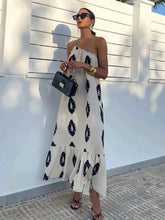 Printed Asymmetric Backless Midi Dress