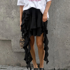 Ruffled Irregular Mini Ribbon Skirt