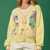 Glitter Sequin Soldier Pattern Cardigan Yellow / S Cardigan-241208
