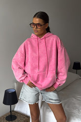 Distressed Washed Solid Cotton Hoodie