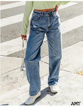 Amy Fashion - 2024 Stretch Women’s Casual Ripped Wide Leg For Women Vintage High Waist Easymatch