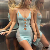 Amy Fashion - Backless Tight Low Cut Sleeveless Party Club Dress