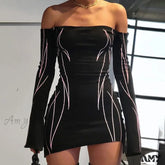 Amy Fashion - Biker Style Long Sleeve Body-Shaping Elegant Dresses
