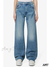 Amy Fashion - Brand M 2024 Loose Retro Denim High-Waisted Slightly Flared Vintage 90S Korean