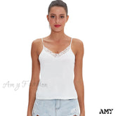 Amy Fashion - Casual Soft Elastic Cotton Lace Tank Tops