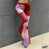 Amy Fashion - Flare For Women Patchwork Casual Slim High Waist Vintage Streetwear Stretch Jean