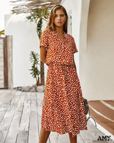 Amy Fashion - Floral Print Vintage Short Sleeve Boho Dress