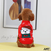 Amy Fashion - High Neck Cat Dog Knitted Casual Sweater Christmas Bear / S