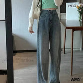 Amy Fashion - High Quality Vintage Blue Wide-Leg Straight Jean Vintage Blue / Xs