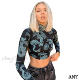 Amy Fashion - Long Sleeve Backless Sexey Tees Top Black / S