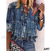 Amy Fashion - Loose Colorful Print Large Size Blouses
