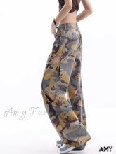 Amy Fashion - Loose Splashed Ink Speaker Camouflage Pants Trendy Hip-Hop Vintage Versatile Work