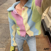 Amy Fashion - Multicolor Patchwork Sweet Girl Cardigan