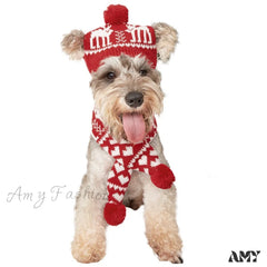 Amy Fashion - Pet Cat Dog Knitting Scarf Hat Set