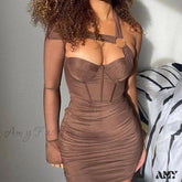 Amy Fashion - Ruched Bodycon Vestidos Backless Sexy Party Dresses 2 / S