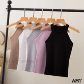 Amy Fashion - Slim Knitting Halter Camisole Tops