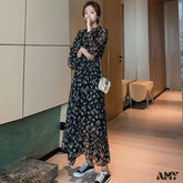 Amy Fashion - Summer Thin Floral Chiffon Lace Vintage Black Boho Dress