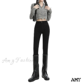 Amy Fashion - Winter Women Thick Velvet High Waist Skinny Casual Lady Denim Pencil Pants Plus Size