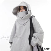 Autumn Solid Color Ninja Turtleneck Men Y2K Vintage Fleece Hip Hop Japanese Streetwear Oversized