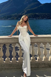 Strapless Sequin Slim Sash Evening Party Dress