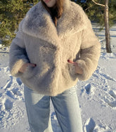 Gradient Lapel Faux Fur Winter Coat