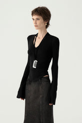 Chic Minimalist V-Neck Fitted Long Sleeve Base Layer