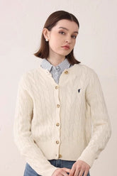 Solid Crew Neck Versatile Long Sleeve Knit Cardigan