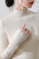 Chic Lace Paneled Mock Neck Fitted Base Layer