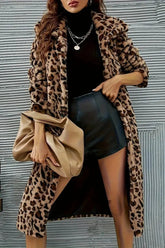 Leopard Print Fluffy Loose Mid-Length Elegant Coat